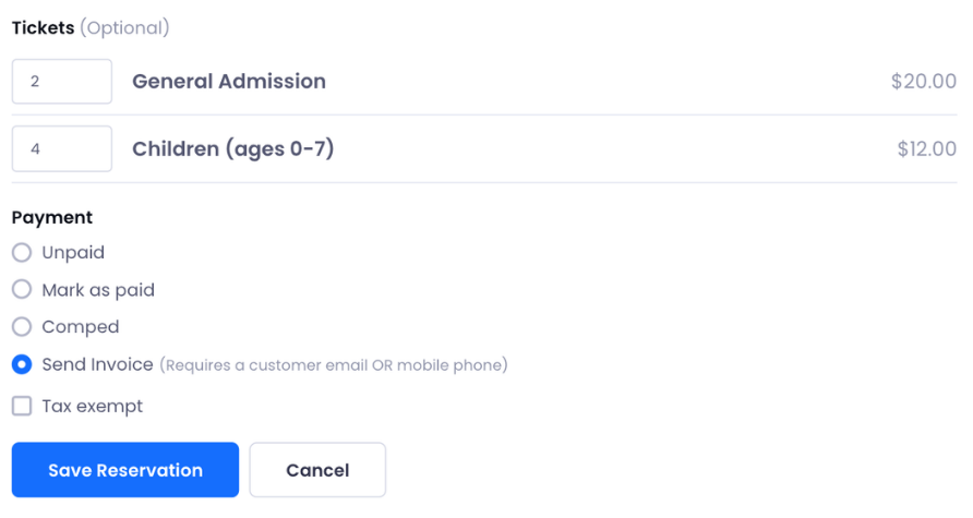 Send invoice form