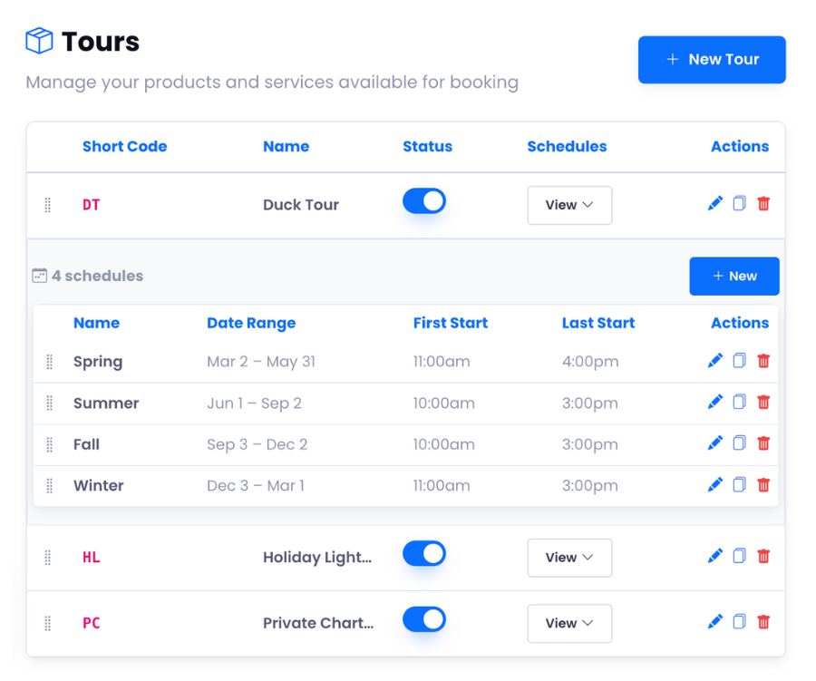 Schedule management dashboard