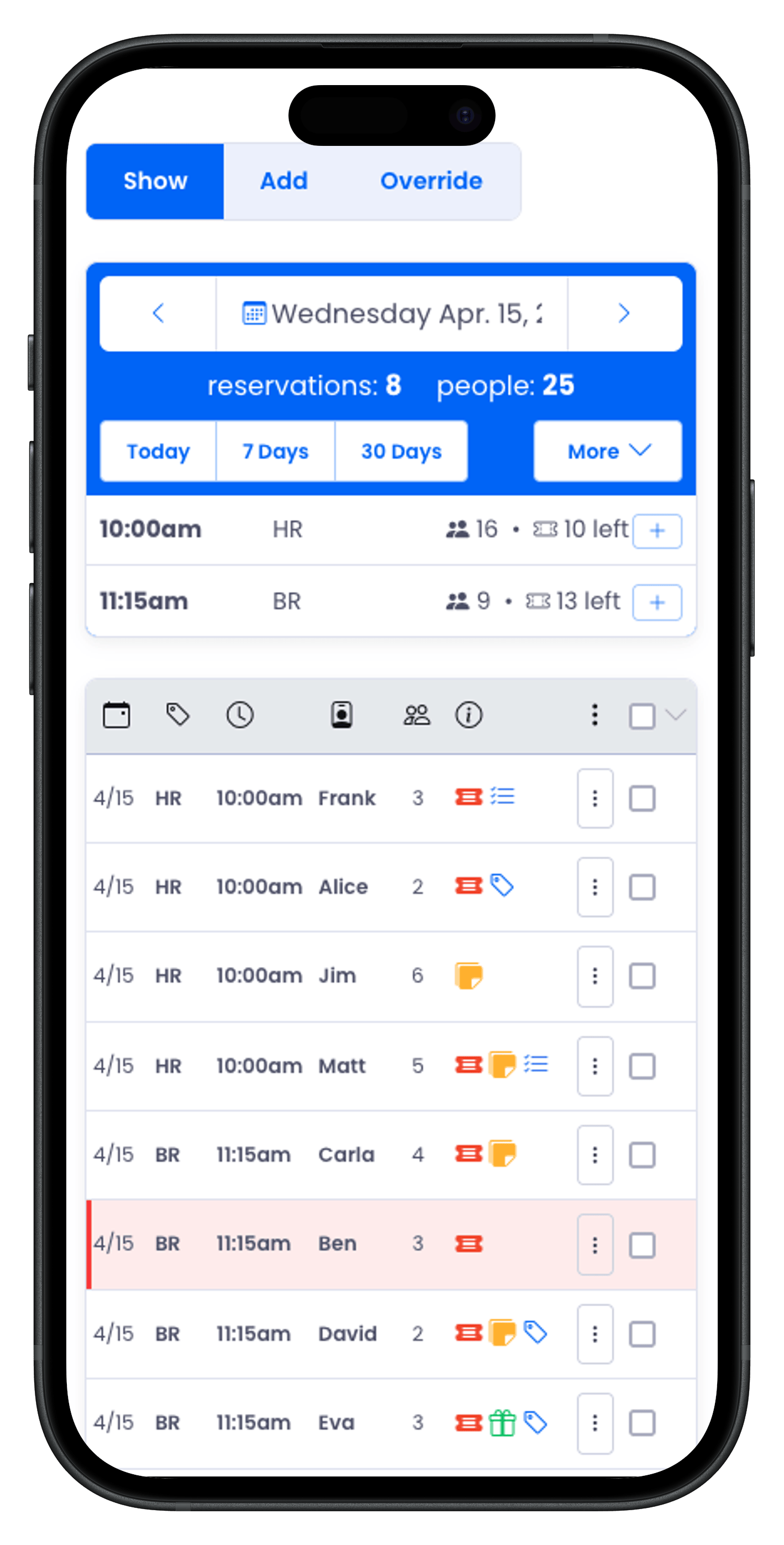 Reservation management on iPhone — bookings on the go